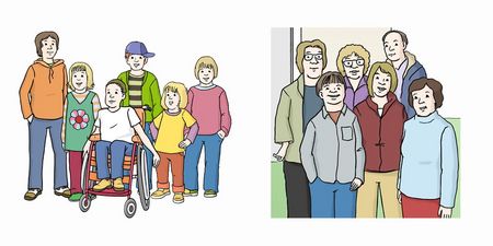 Kinder und Erwachsene © Lebenshilfe für Menschen mit geistiger Behinderung Bremen e.V., Illustrator Stefan Albers