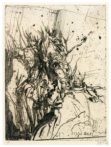 Horst Janssen, Selbst mit Haaren wie eine Kopfweide, 1972, Radierung © VG Bild-Kunst, Bonn 2023