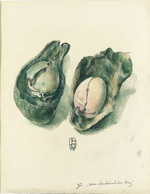 Horst Janssen, Avocado - Love, 1979, pencil and coloured pencil © VG Bild-Kunst Bonn, 2025