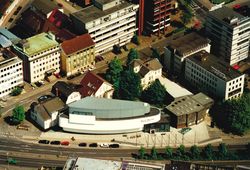 Luftbild des fertiggestellten Museums. Fotograf unbekannt