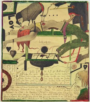 Horst Janssen, Liebe muss sein, 1969, Kugelschreiber, Blei- und Farbstift auf Papier © VG Bild-Kunst, Bonn 2023