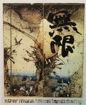 Plakat Alter Mann träumt Landschaft © Horst-Janssen-Museum