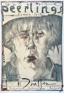 Horst Janssen, Zeichnung, Radierungen, Bücher (Ausstellungsplakat Sylt), 1975 © VG Bild-Kunst Bonn, 2025