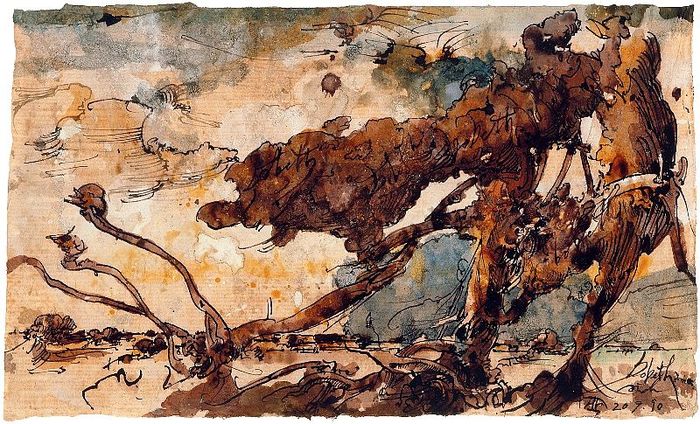 Horst Janssen, Bobethanien, 1990, Feder und Aquarell © VG Bild-Kunst, Bonn 2018