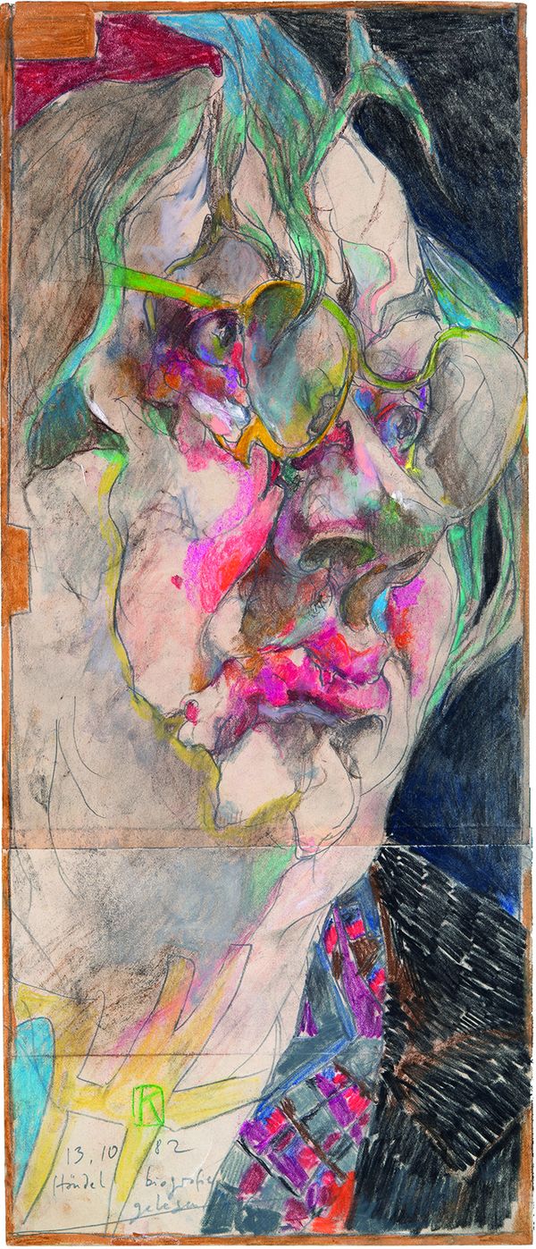 Horst Janssen, Händel-Biographie gelesen, 1982, Pastell © VG Bild-Kunst Bonn, 2026