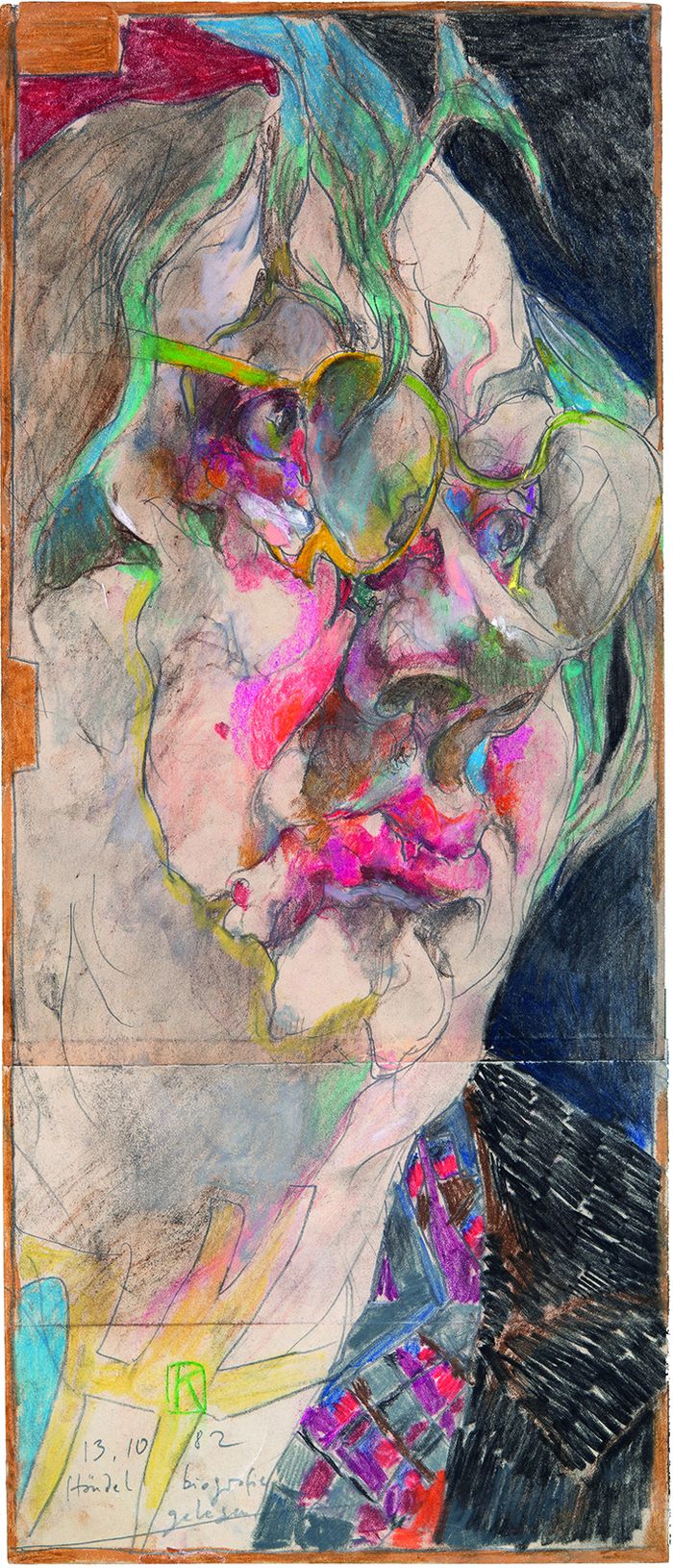 Horst Janssen, Händel-Biographie gelesen, 1982, Pastell © VG Bild-Kunst Bonn, 2026