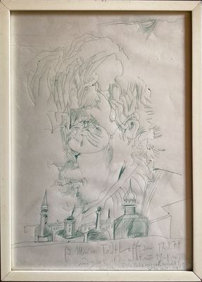 Horst Janssen, Porträt, Kugelschreiber, 1974 © VG Bild-Kunst, Bonn 2024