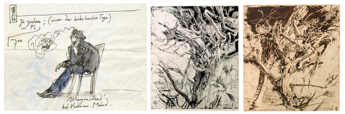 Horst Janssen, zu gestern ein PS, 1976; Horst Janssen, Laokoon, Blatt 3, 24, 1986