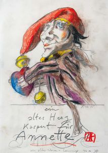 Horst Janssen, Ein altes Herz kaspert für Annette, 1985, Bleistift und Pastell © VG Bild-Kunst Bonn, 2025