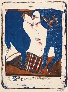 Horst Janssen, Der Kuss, 1985, Farblithographie © VG Bild-Kunst, Bonn 2023