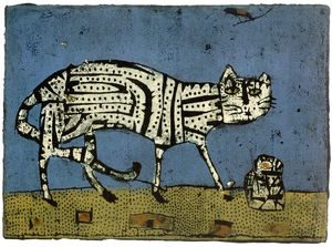 Horst Janssen, Katze blau, 1961, Farbholzschnitt © VG Bild-Kunst Bonn, 2026