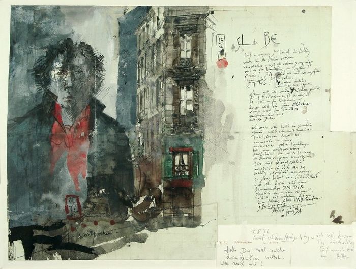 Horst Janssen, Versprochen, Aquarell über Tuschfeder, 1976 © VG Bild-Kunst, Bonn 2018