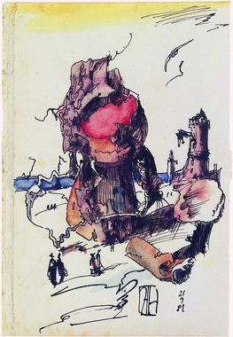 Horst Janssen, Champagne cork, 1981, watercolour © VG Bild-Kunst Bonn, 2025