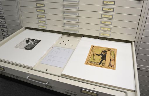 Blick in eine Archivschublade. Foto: Horst-Janssen-Museum