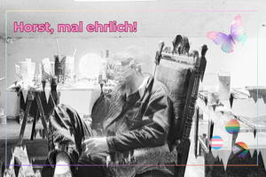 Horst Janssen, verschwommen, in seinem Atelier, bearbeitetes Bild. Foto: Michael Fackelmann