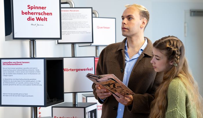 Visitors learn about Janssen as an author. Photo: Studio 3x3