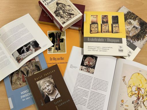 Verschiedene Bücher über Horst Janssen. Foto: Horst-Janssen-Museum