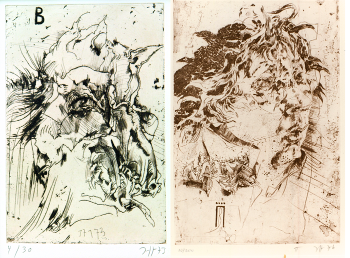 Horst Janssen, Zerbi, Blatt 8, 1973; Horst Janssen, Selbstbildnis, 197