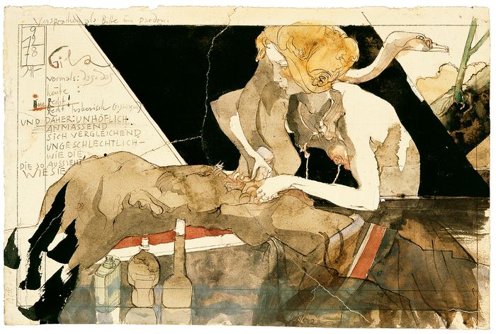 Horst Janssen, Die Kastrierung des Zeus, 1978, Blei- und Farbstift © VG Bild-Kunst Bonn, 2026