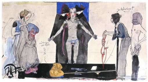 Horst Janssen, Zelebriert, 1984, Aquarell und Deckfarbe über Bleistift © VG Bild-Kunst, Bonn 2023