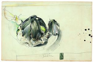 Horst Janssen, Artischoke - ein Herz, 1979, Blei- und Farbstift © VG Bild-Kunst Bonn, 2025