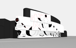Mockup des Wandbildes "Current Lines" © Studio Christoph Niemann
