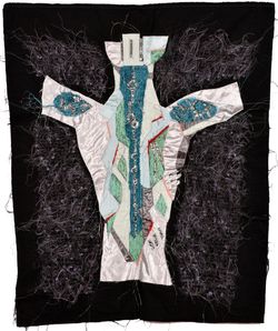 Andrea Ziegler, NeoNigromontanus, 2025, Freihand-Maschinenstickerei und Appliqué, Rückseite, 95 x 80 cm © VG Bild-Kunst Bonn, 2026