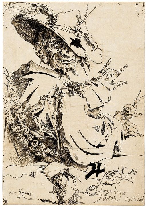 Horst Janssen, Langenhorner Jubilate IV, 1988, Radierung © VG Bild-Kunst Bonn, 2025