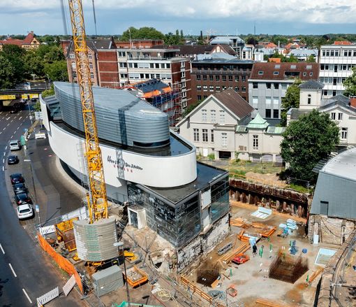 Construction pit in front of the Horst Janssen Museum. Photo: Hauke-Christian Dittrich