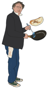 Drawn Horst Janssen with frying pan © Thomas Robbers
