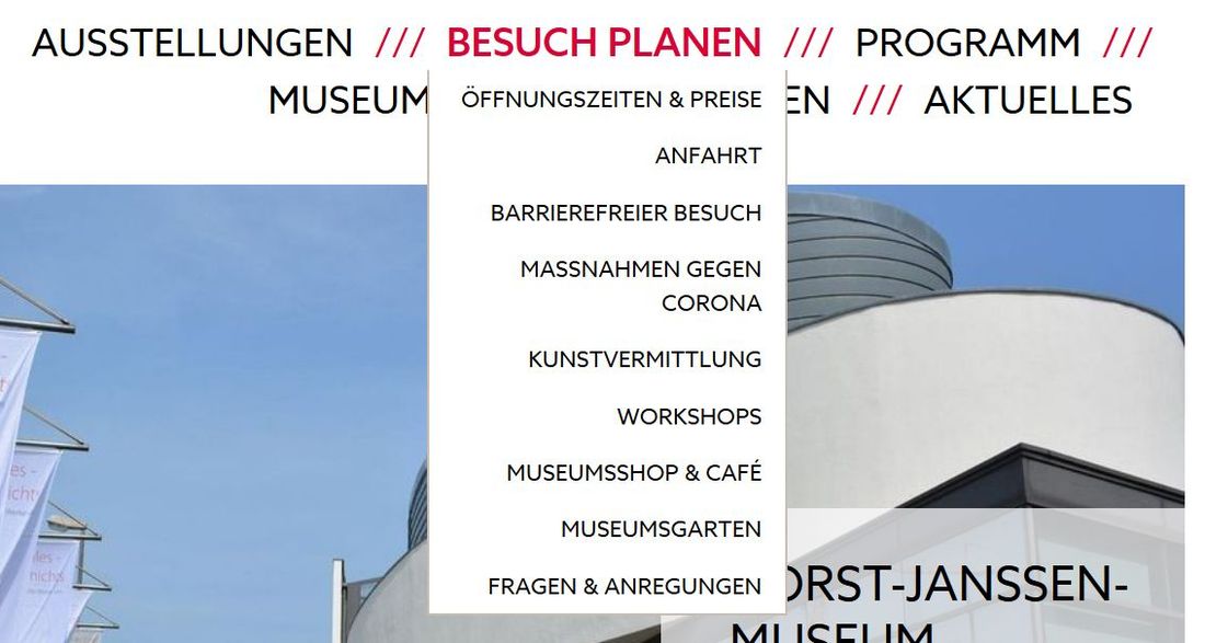 Menü-Bereich Besuch planen © Horst-Janssen-Museum