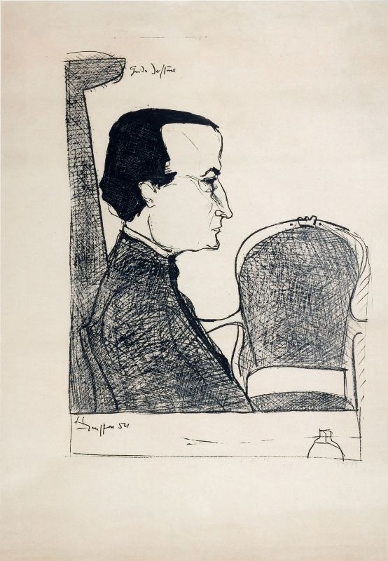 Horst Janssen, Guido Dessauer, Lithografie, 1954, 86 x 61 cm © VG Bild-Kunst, Bonn 2018